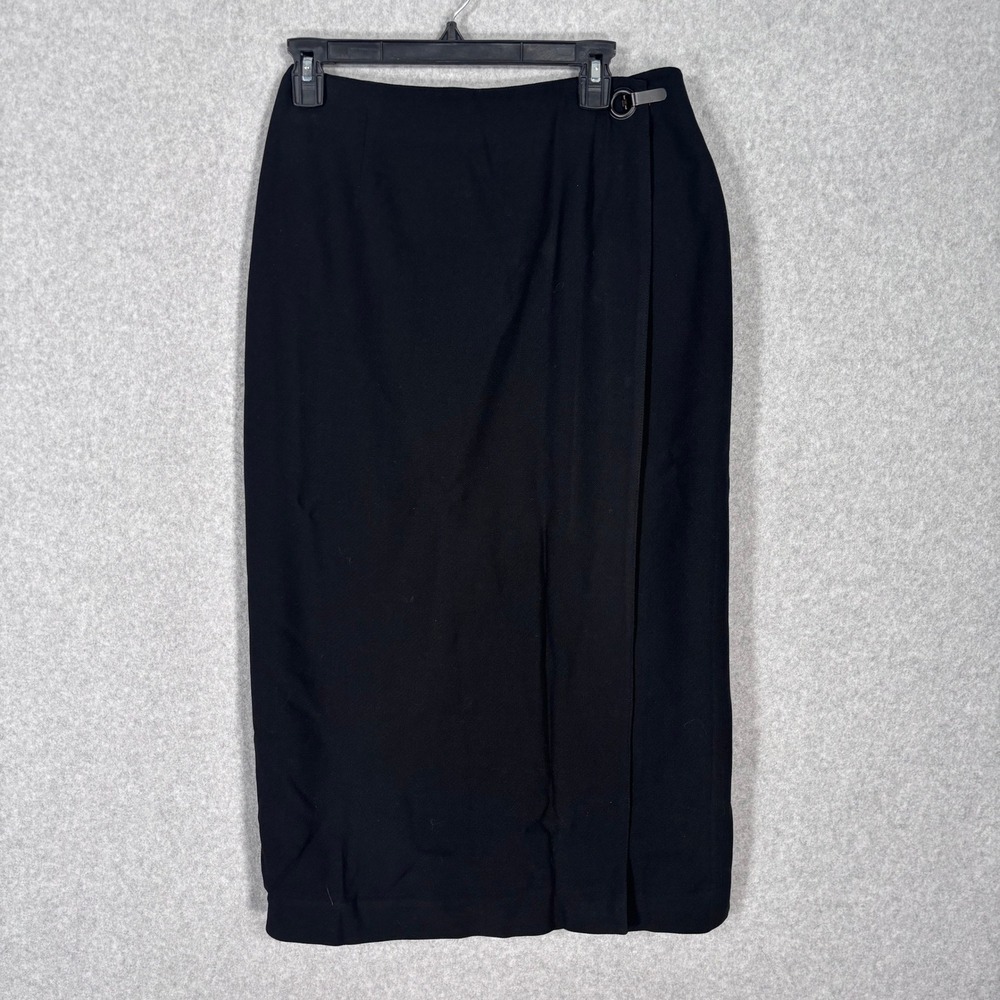 Vintage Dana Buchman Wool Wrap Pencil Midi Skirt Size 12 Secretary Career Church